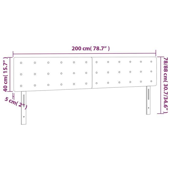 VidaXL Tête de Lit à LED Meuble de Chambre à Coucher Accessoire de Lit Double Tête de Cadre de Lit Intérieur Gris 3121724