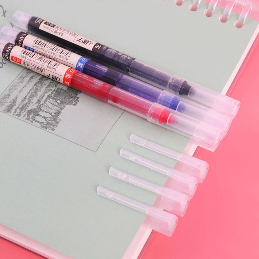 12pcs Student Neutral Straight Liquid Type Ballpoint Gel Pen 0.5mm Black Blue Red Writing Tools