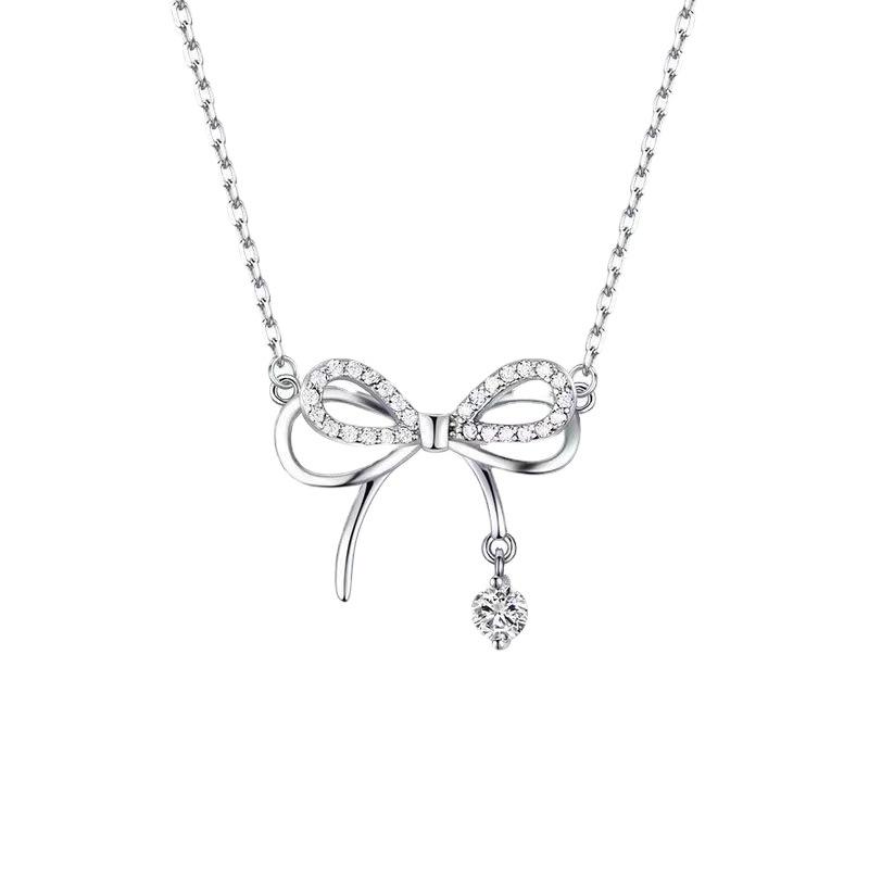 Bow necklace femininity collarbone chain light luxury niche design super fairy versatile soft girl accessories