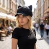 Cute Cat Ears Women's Beret Japanese Style Cat Paw Pattern Newsboy Cap Anime Sweet Baseball Cap Everyday Outfits