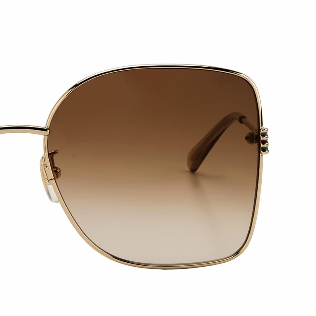 GUCCI alloy frame gold frame brown lenses alloy irregular sunglasses women's models
