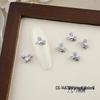 Luxurious Zircon Four-Leaf Clover Nail Art: White K Gold Heart Accessories