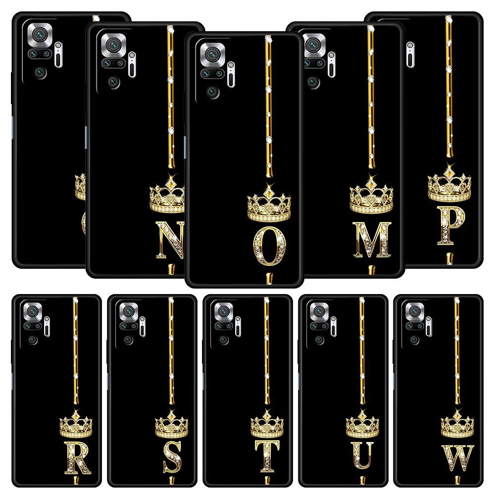 Diamond Crown Letter Letters Phone Case For Xiaomi Redmi Note 15 14 13 12 4G 9 10 11 Pro Plus 5G 14C 13C 12C 10C Soft TPU Cover