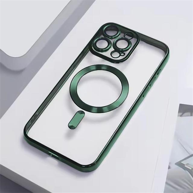 Plating Clear Magnetic Case For iPhone 17 16 15 12 13 14 Pro Max Plus For Magsafe Wireless Charger Shockproof Phone Cover