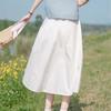 Women's White High-Waist A-Line Midi/Maxi Skirt - French Chic Soft Style for Summer - Versatile Slim-Fit & Elegant