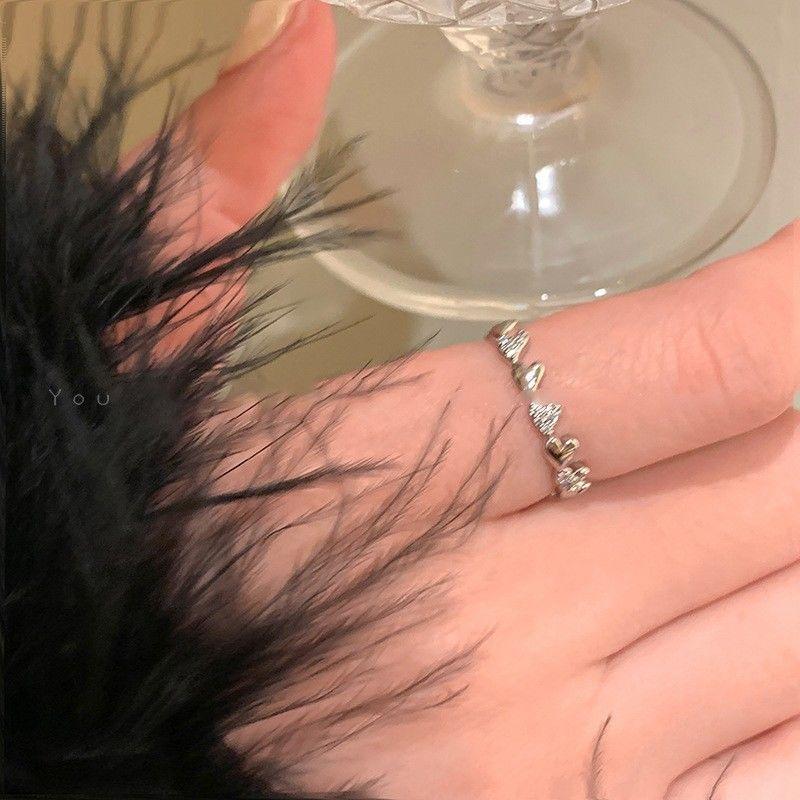 Zircon love open ring light luxury high sense index finger ring personality niche Internet celebrity ring fashion jewelry