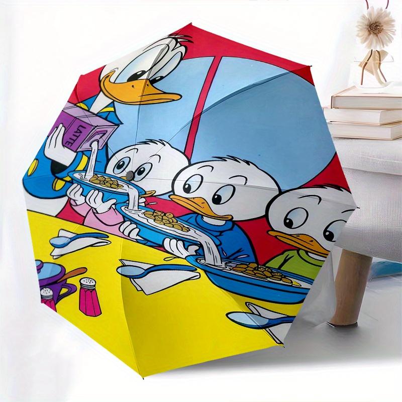 

Donald Duck Huey Dewey Louie Pouring Milk On Cereal Bowls Automatic Open/CloseUmbrella-CuteUmbrella with Cute Design, Portable 3-Fold Compac