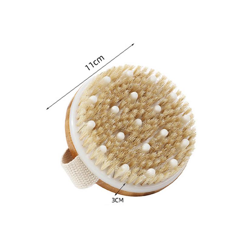 Natural Long Handle Bristle Brush Soft Wet Dry Skin Body SPA Massager Brush Bath Shower Brushes Exfoliating Bathing Brush Tool