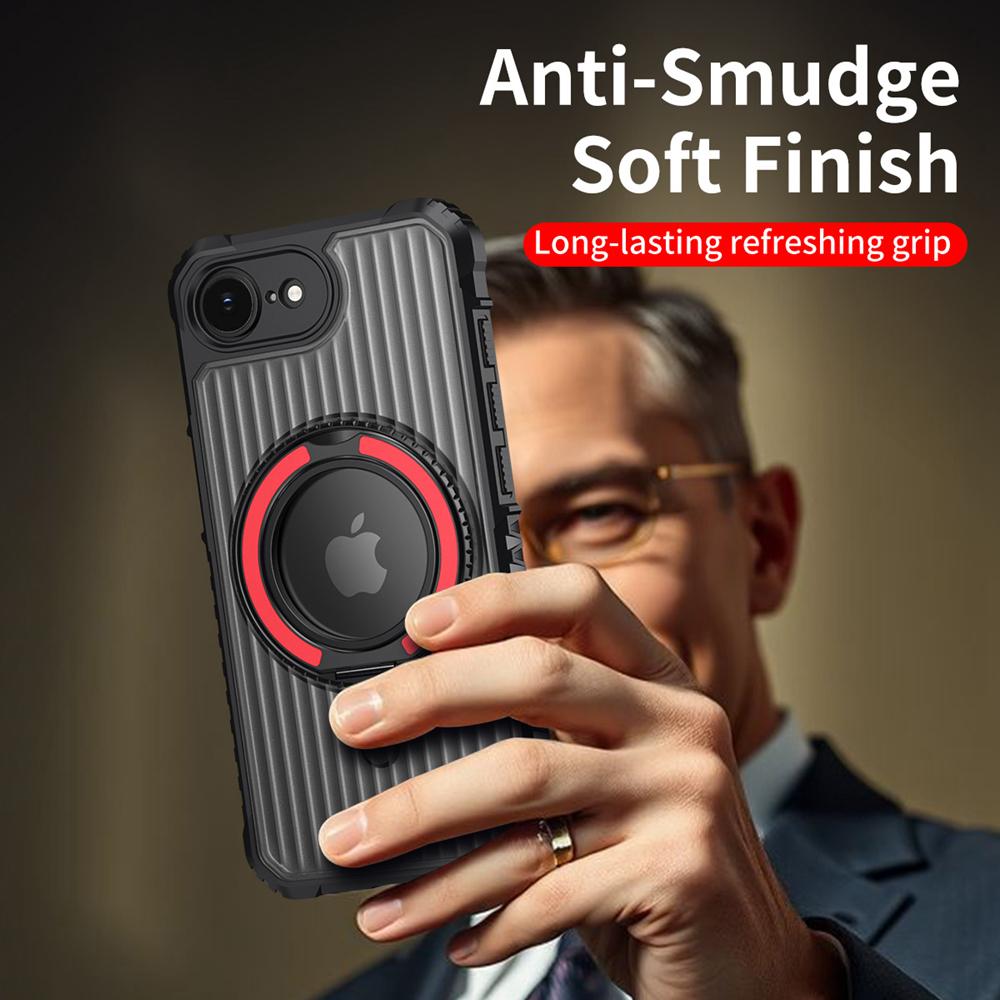 KEYSION 360° Rotating Ring Stand Case for MagSafe for iPhone 16e 2025 Matte Transparent Magnetic Shockproof Phone Back Cover