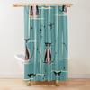 Mid Century Meow Shower Curtain Retro Atomic Cats Shower Curtain Kitty Animal Vintage Bathroom Decor Fabric Curtain With Hooks