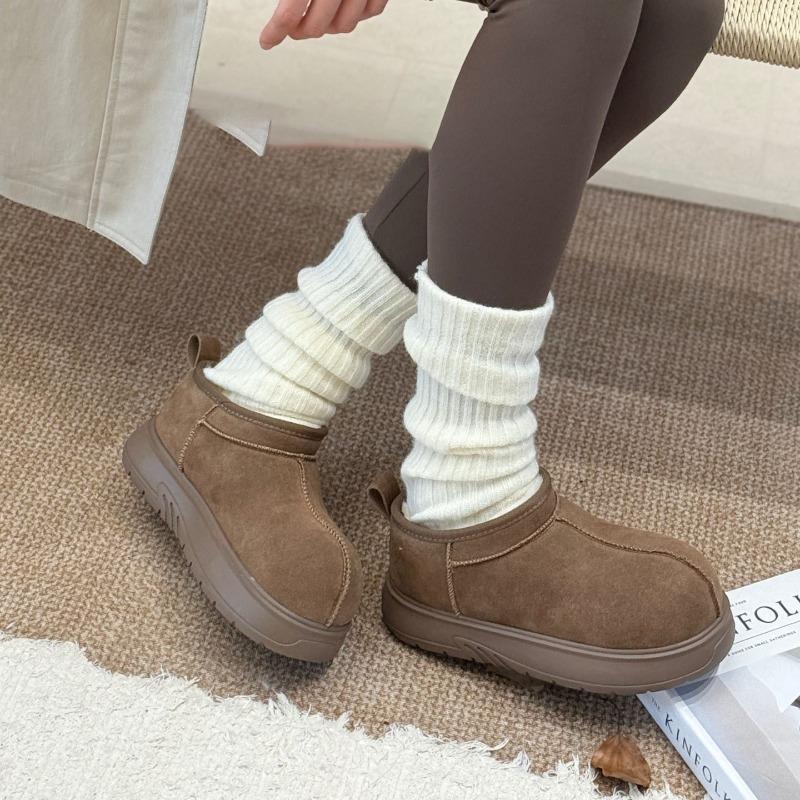 

velvet snow boots women s winter warm short boots women s thick-soled big head ugly cute leather non-slip bread cotton shoes 40