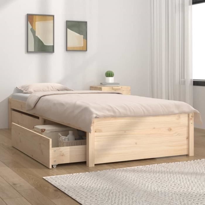 VidaXL Bed Frame with Drawers 75x190 Cm Small Single 3103453