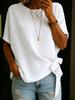 Women's Summer New Solid Color Short Sleeve Loose T-Shirt Top with Frill Hem