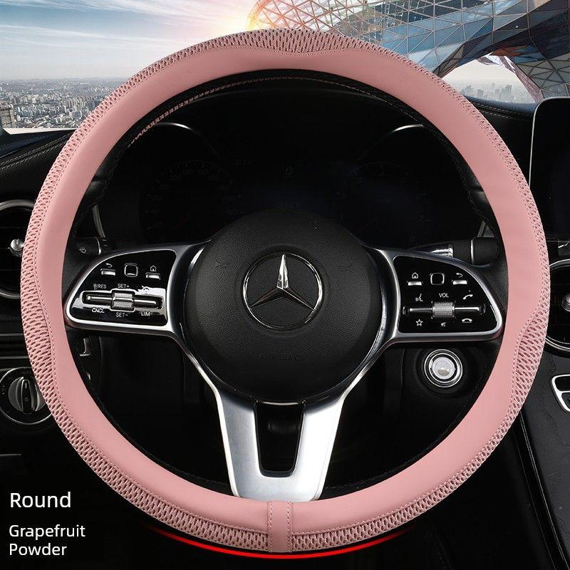 

Wheel Cover for Men, Breathable Ice Silk, Non-Slip, Sweat-Absorbent, Cartoon Style for Women, D-Shaped Handle Cover, Universal for All Seasons Grapefruit Powder [Round]