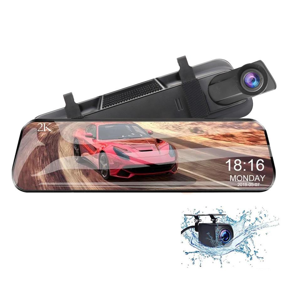 10 Inch Full Screen High Definition 4K Rearview Mirror Streaming Media Driving Recorder Dual Lens with Reversing Image with WIFI