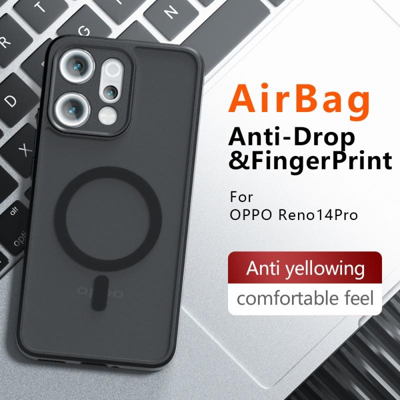 Für Oppo Reno14 1Reno13 14F 13F Pro Hülle Matt Magsafe Sturzsicher Eingebaute Airbag-Ecke Nicht vergilbendes Material Weiche Abdeckung