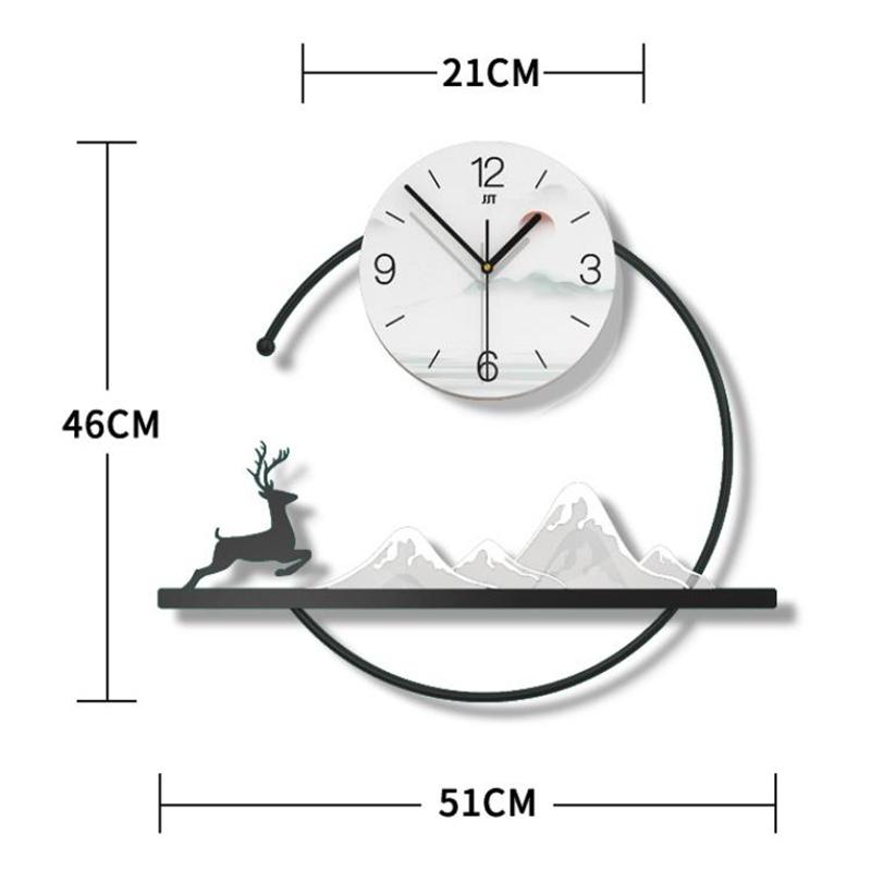 New Chinese-Style Wall Clock with Shelf for Living Room, Modern High-End Home Decor, Silent Clock, Creative Art Wall Decor