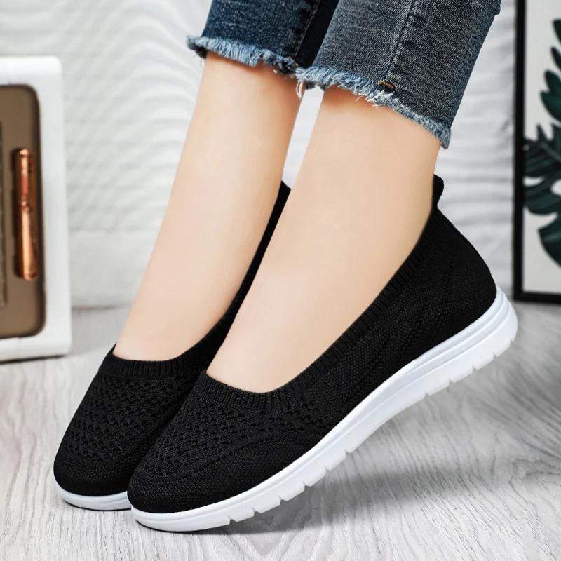 Casual Breathable Flat Shoes for Women Soft Sole Comfort Slip On Walking Shoes Woman Lightweight Shallow Mouth Summer Loafers