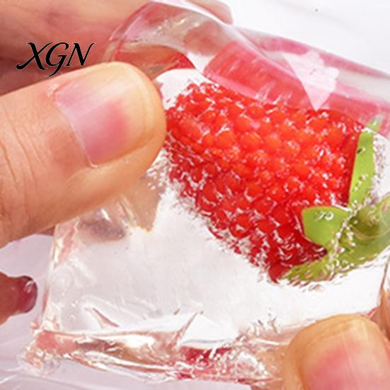 Stress Relief Squeeze Toy Crystal Ice Jelly TPR Soft Fruit Reliever Durable Mud Texture Fidget Sensory for Party Game Relaxation Tool Ball