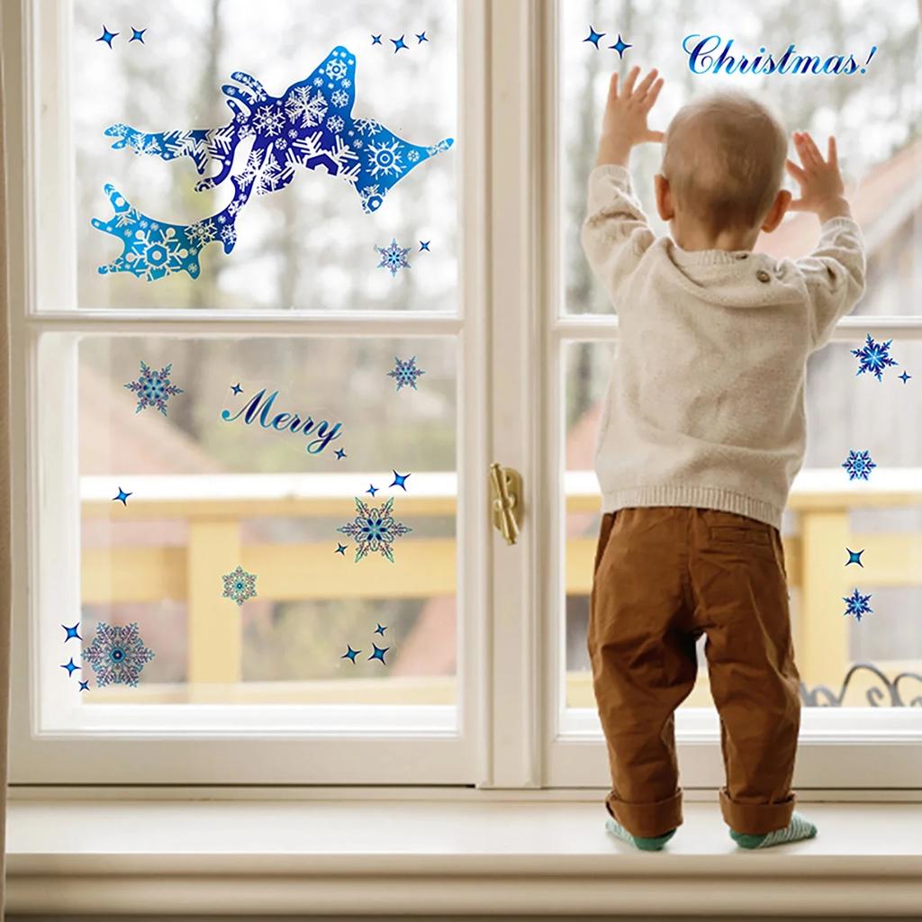Christmas Window Glass Stickers Elk Snowflakes Wall Stickers Christmas Decoration Home Childrens Room Christmas Decals New Year
