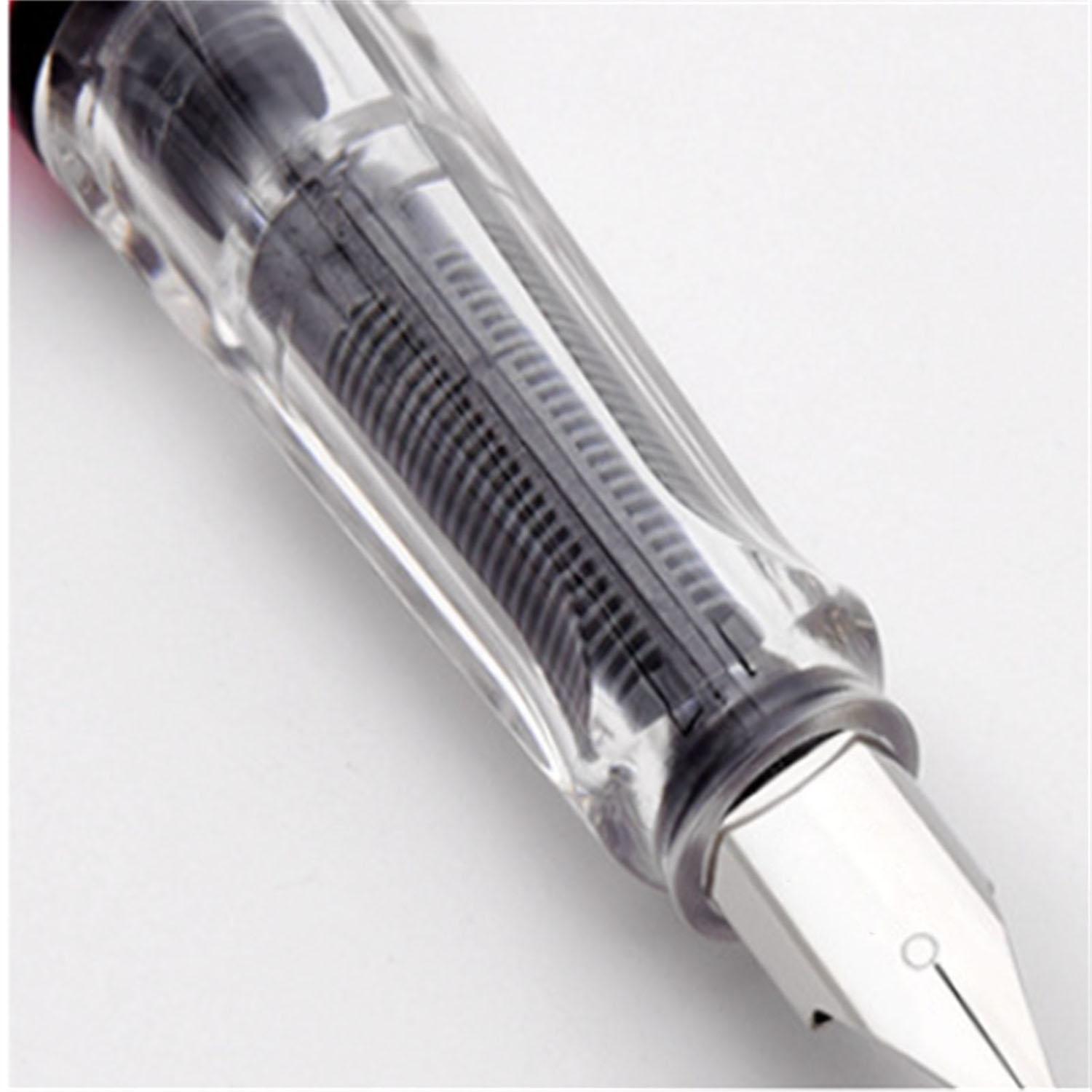 Stylo plume rechargeable avec cartouche d'encre Acier inoxydable chromé Pointe 0,38 mm Set de stylos d'écriture Noir