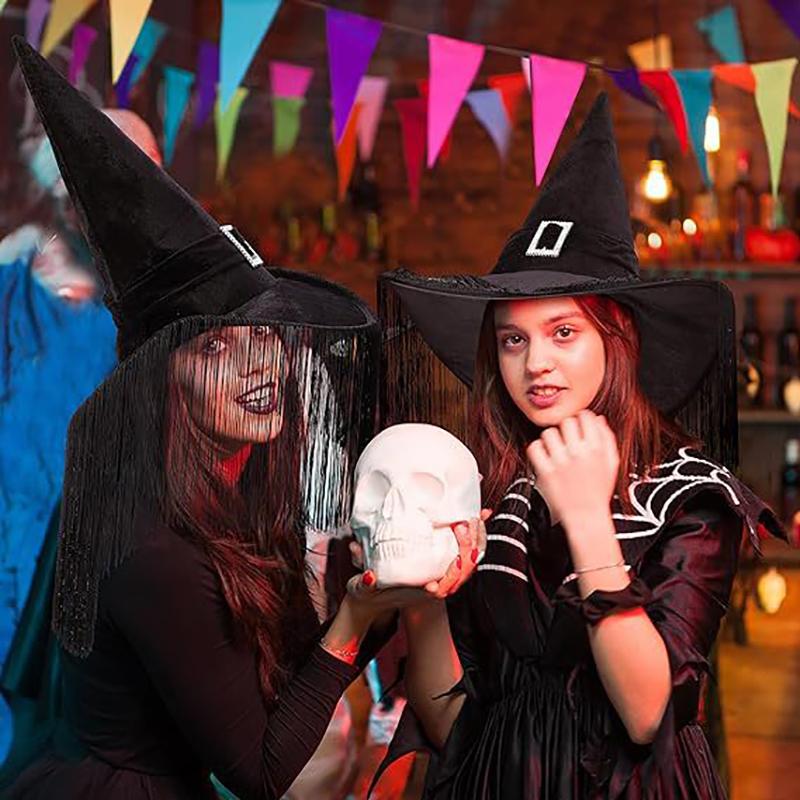 Halloween Witch Hat Wide Brim Tassel Witch Hat Costume Accessories Holiday Diy Decorations Cosplay Costume Props