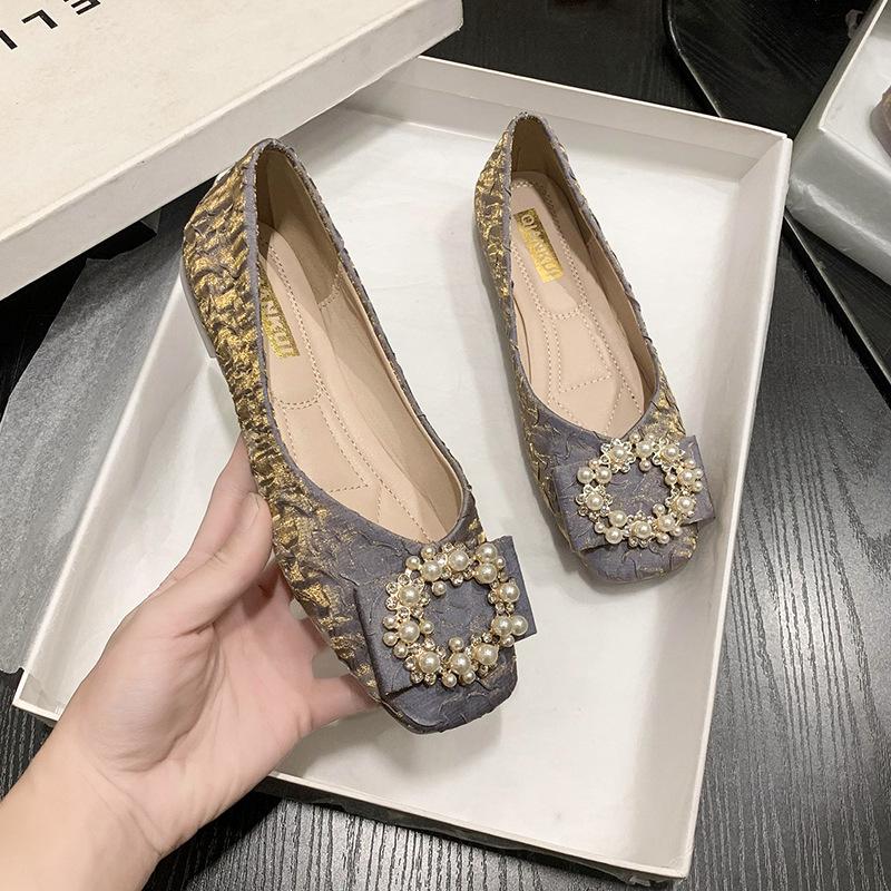 

New versatile Xiaoxiangfeng flat shoes shallow mouth soft sole single shoes women 40 синий
