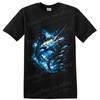 Blue Marlin T Shirt w/ Tuna School Ocean Predator Fishing Art Graphic Wild Tee