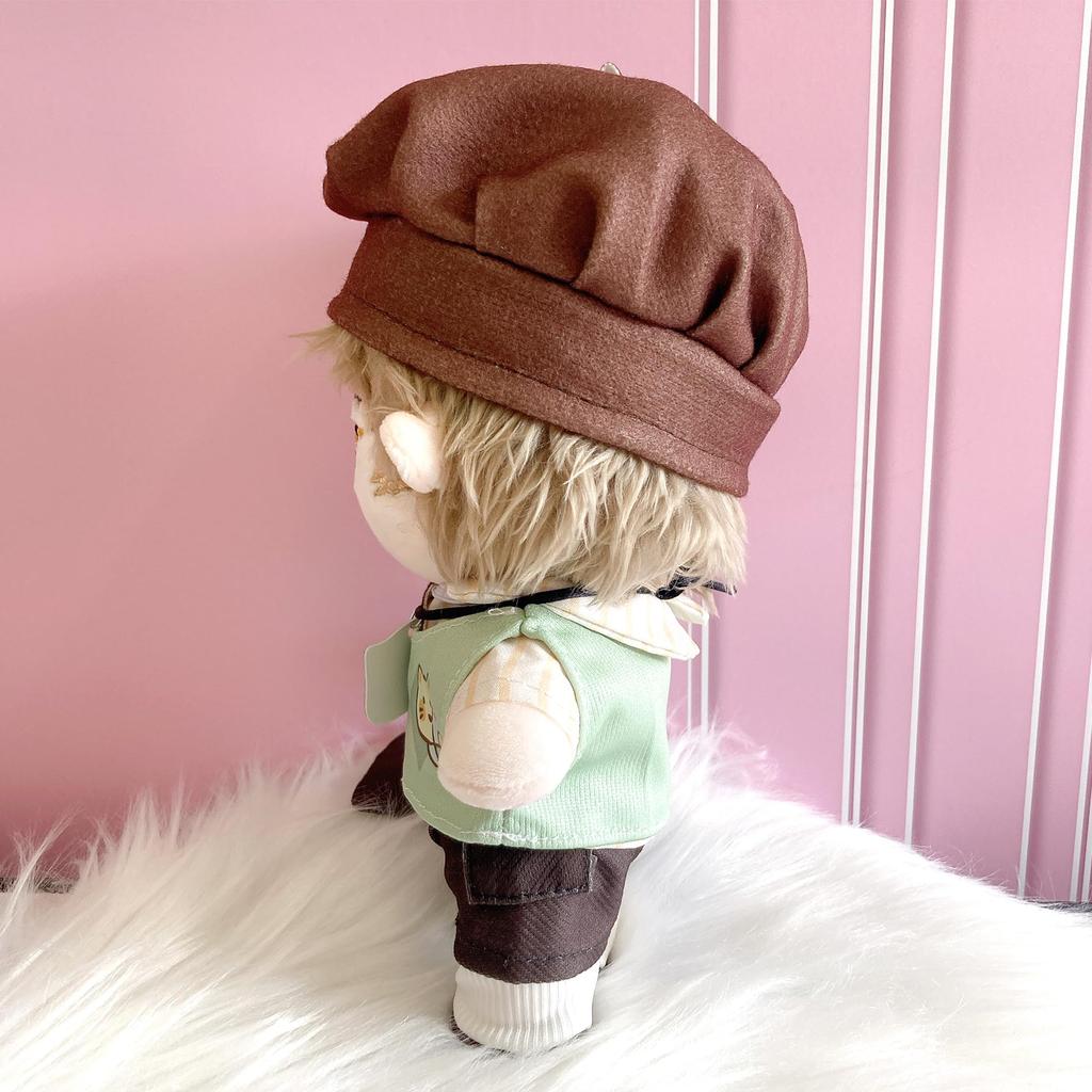 and plate set for 20cm plush otaku kpopdoll costume Beret, shirt, vest, pants, tie, shoes, cat-shaped toy, kigurumi, accessories, activities, doll,