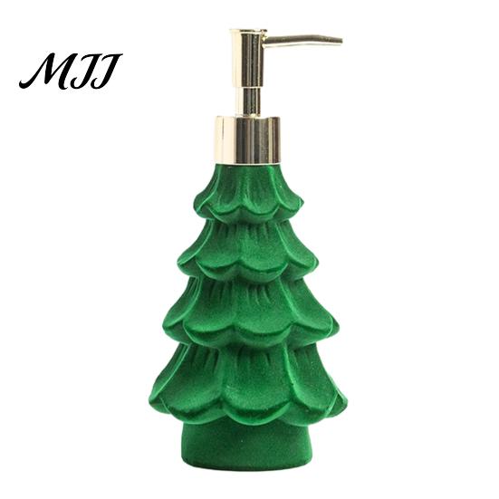 Bathroom Organizers And Storage Christmas Tree Soap Dispenser, Flocking Effect Refillable Lotion Reusable Liquid Bottle Pump Bottle, Dispenser