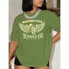 Summer Women's Plus Size MOTO Printed Pure Cotton Loose Casual Round Neck Short Sleeved T-Shirts Women’s
