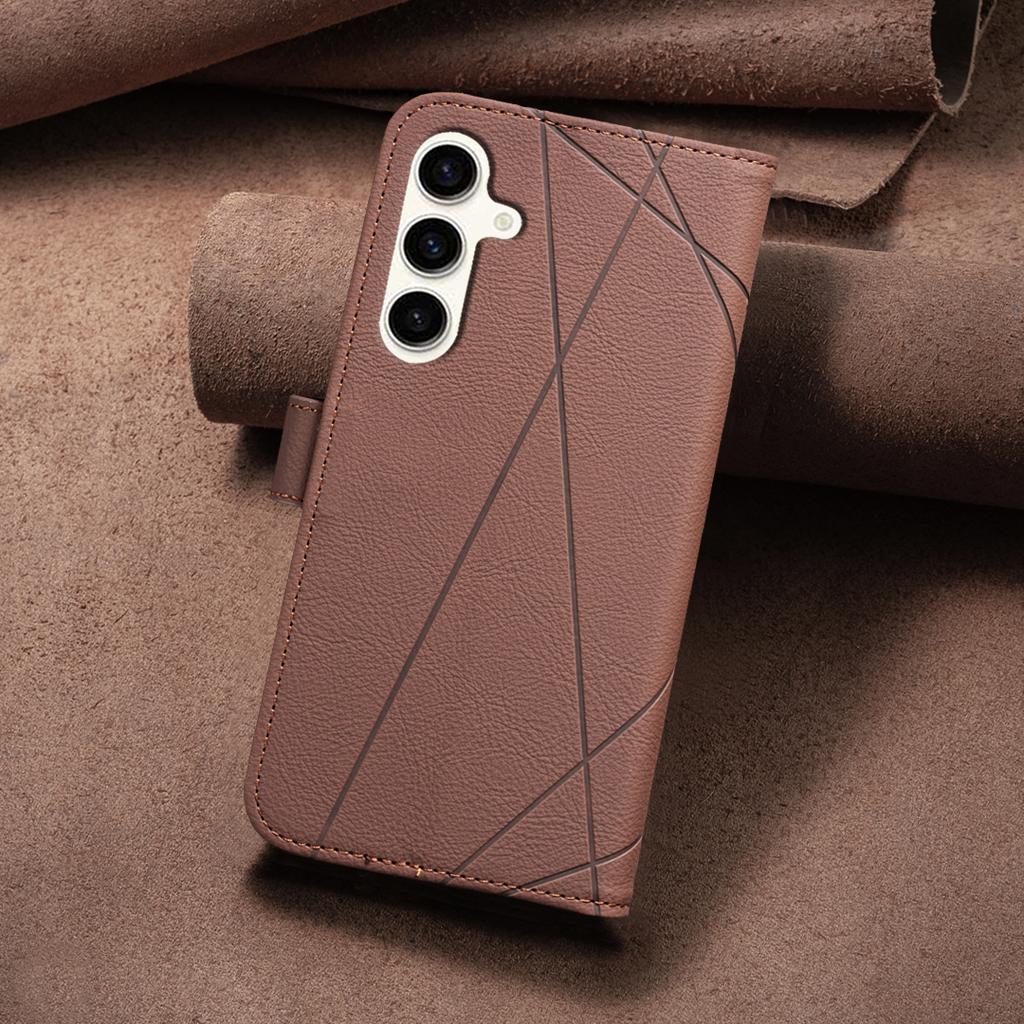 For Samsung Galaxy A15 5G/Galaxy A15 4G Case BINFEN COLOR BF35 Geometry Imprinted Leather Phone Cover RFID Blocking Wallet Stand