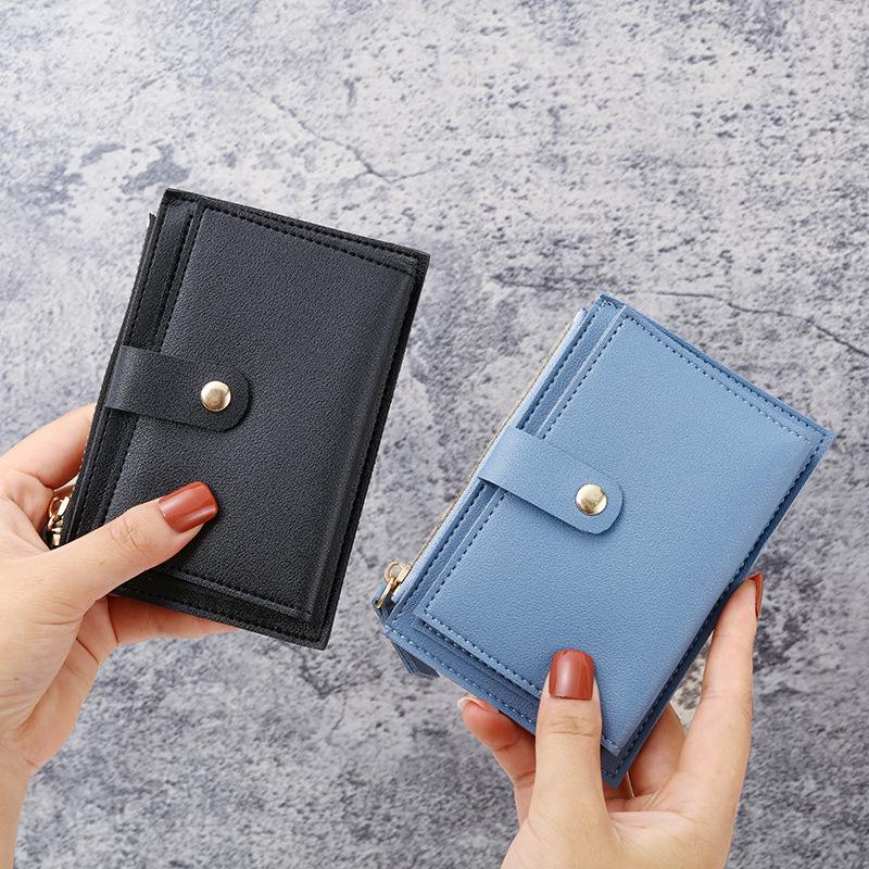 Women's Candy Color Ultra-Thin Zipper Card and Coin Holder