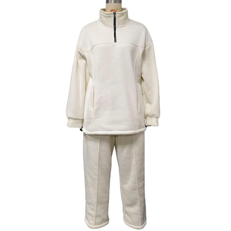 Autumn Winter New Sweapants Suits Women Stand Collar Zipper Sweatshirt 2 Pc Sets Solid Casual Women Pants