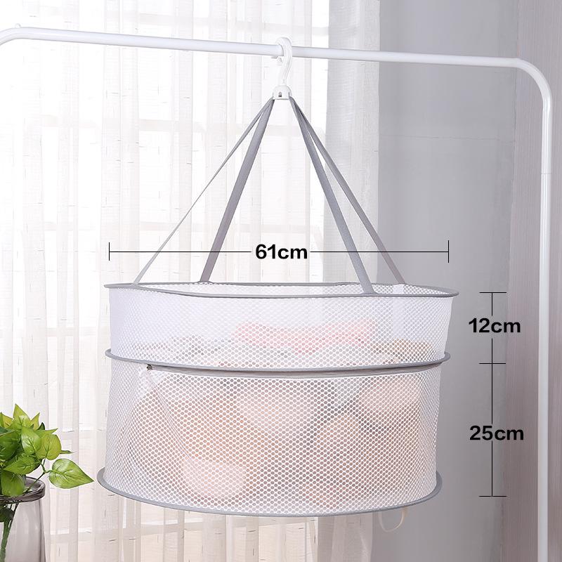 Three-Tier Windproof Folding Sweater Drying Rack Basket
