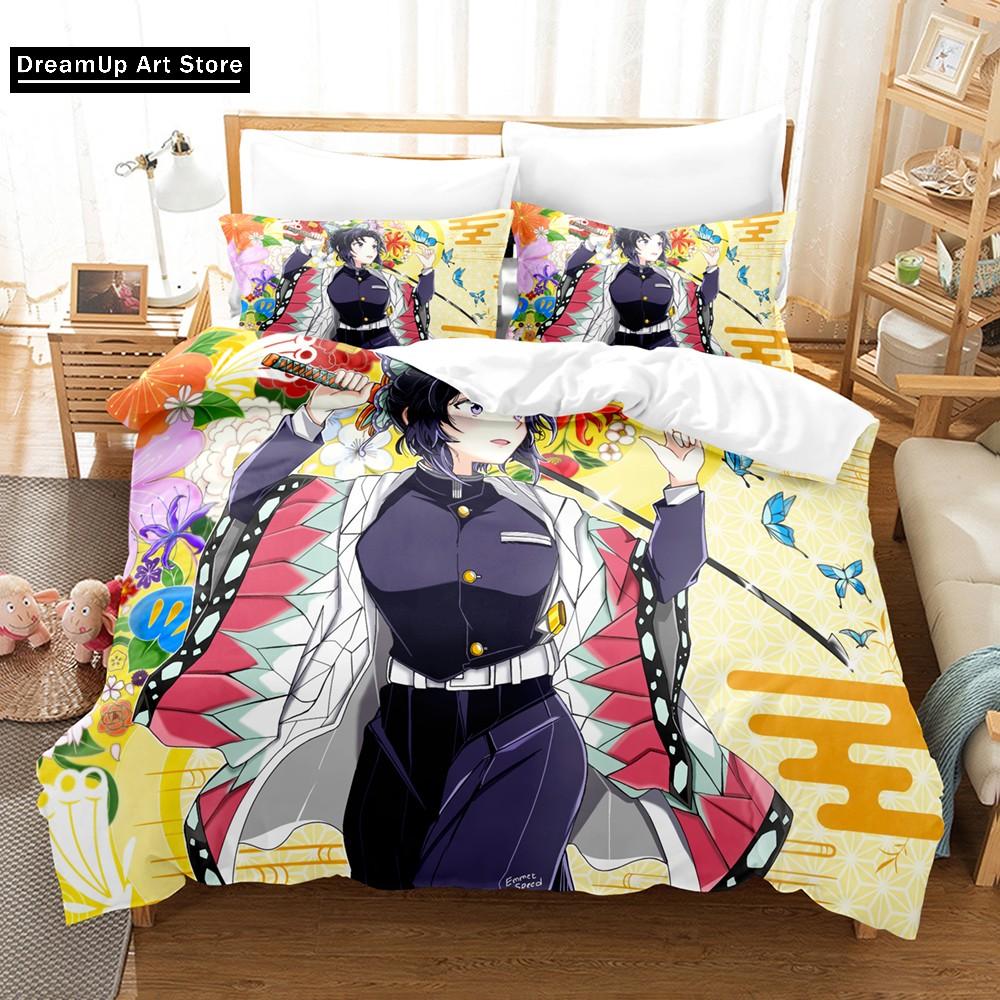 3D Print Kochou Shinobu Anime Demon Slayer Bedding Set Cute Quilt Cover Bed Cover With Pillowcase Twin Single Queen King Size