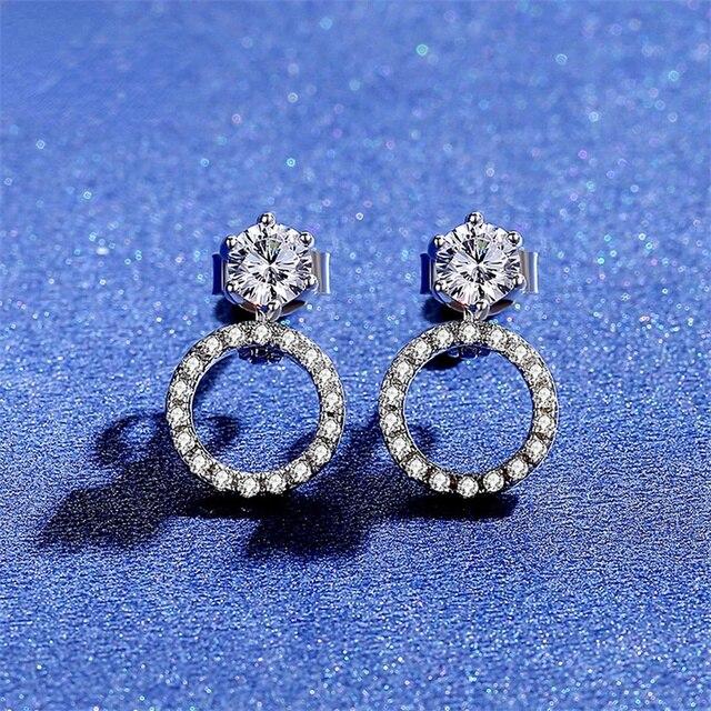 

Круглые полые серьги-гвоздики с муассанитом 0,3 карата из стерлингового серебра S925, модные серьги-гвоздики с шестью когтями, женские ювелирные украшения белый