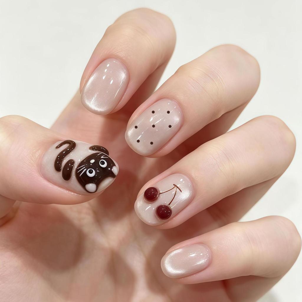 Gothic Red & Black Gradient Handmade Long False Nails