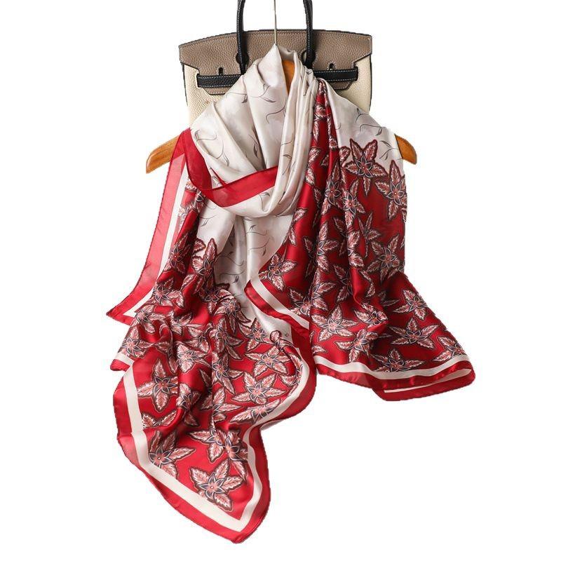 Spring and Summer New Printed Shawl Star Flower Weaving Dream Silk Scarf Simulation Silk Scarf Versatile Headscarf Long Scarf Thin Beautiful Brocade