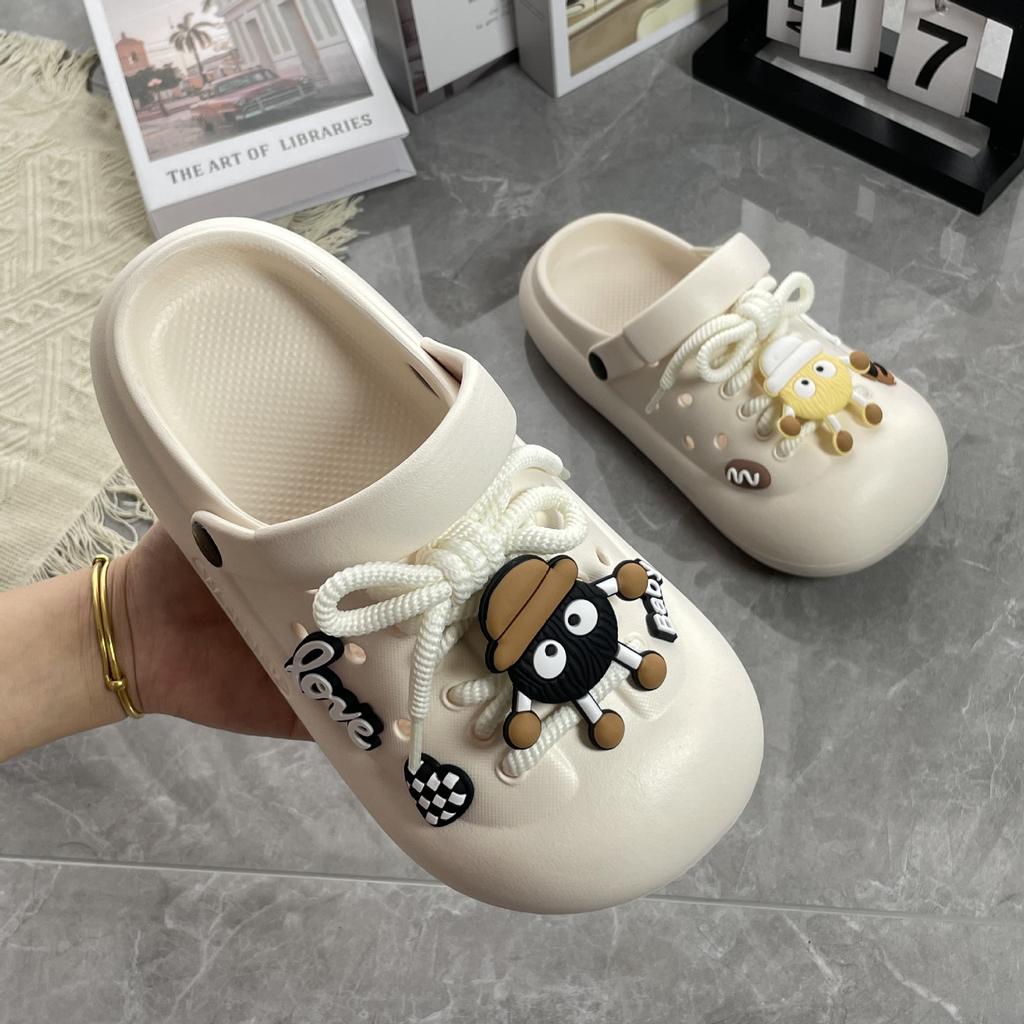 Hole shoes women's summer wear thick-soled non-slip cartoon coal balls beach bag head women's sandals hole shoes
