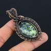 Green Dendrite Opal Gemstone Jewelry Pure Copper Wire Wrapped Handmade Pendant For Gift
