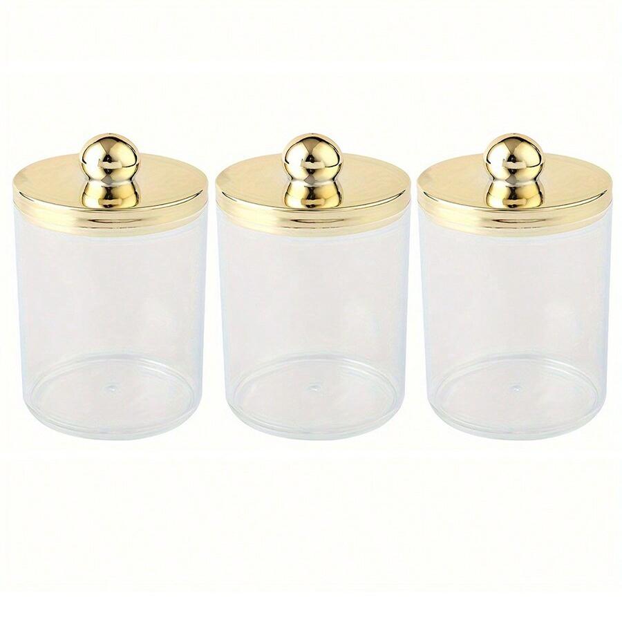 1/2/3pcs Acrylic Qtip Holder Dispenser Storage Box Bathroom Organizer Jars Round Cotton Ball Pad Swab Holder Dispenser Container