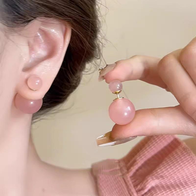

Sweet Geometric Round Ball Stud Earrings For Women Girls Charm Trendy Jewelry рожевий