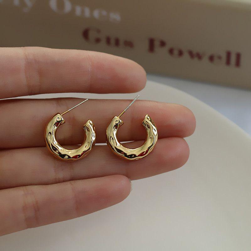 

Instagram Women s European and American-Style Retro Portrait 925 Silver Pin Ear Clip 1 Pair of C Hoop Earrings, 925 Silver Needle