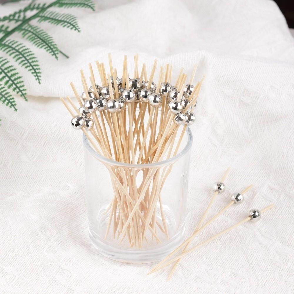 100pcs 12 Cm Food Picks Mirror Finish Dessert Sticks Decorative Bamboo Skewers  Festival Supplies