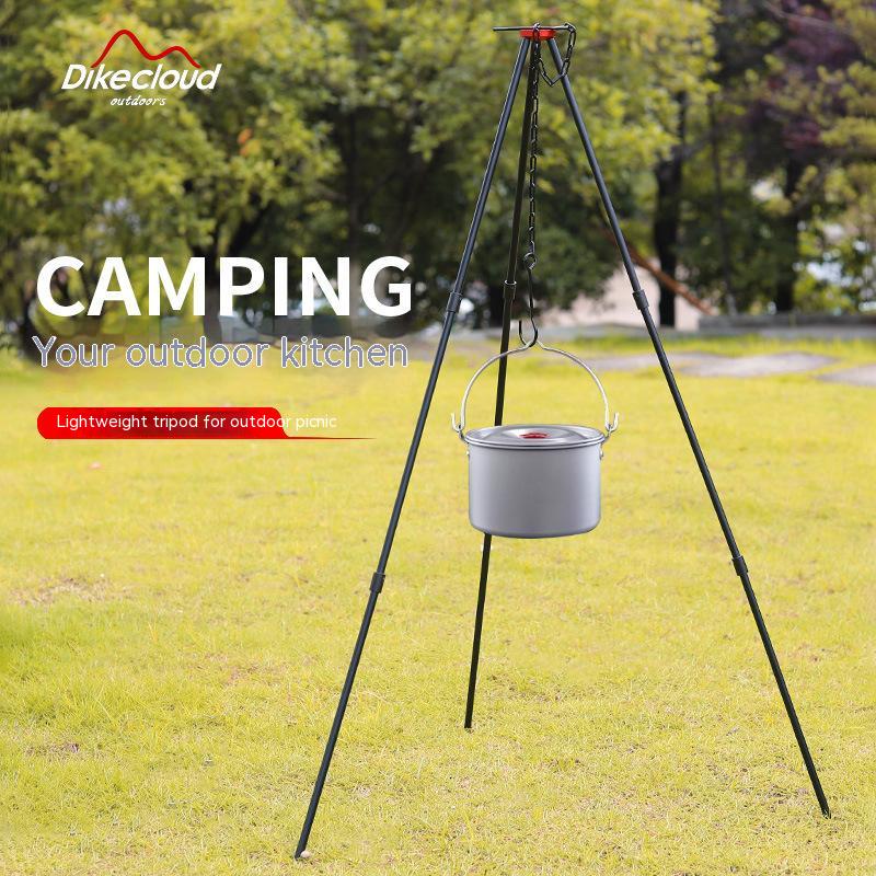 Aluminum Alloy Outdoor Bonfire Stand Tripod 3 Sections Camping Supplies Portable Hanging Pot Picnic Barbecue Bracket