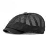 Summer Full Mesh Newsboy Cap for Men Women Breathable Octagonal Hat British Retro Flat Cap Sun Protection Outdoor Painter Hat Peaked Cap