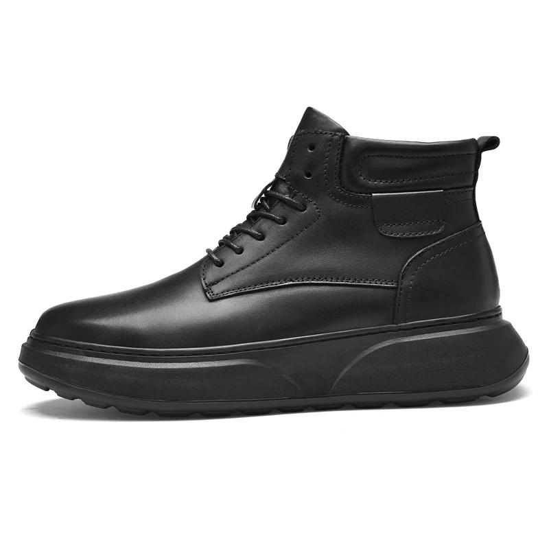 

Мужские кожаные ботинки, модные повседневные ботинки, натуральная кожаная обувь, мужская удобная прочная подошва, мужские уличные ботинки, новая классическая мужская обувь 45