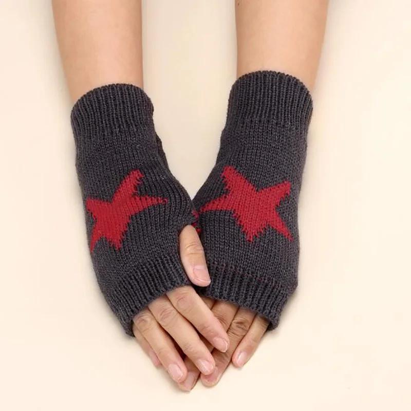 Knitted Half Finger Gloves Women's Warm Soft Winter Mittens for Girl Guantes Y2K Sleeve Girls Lolita Goth Fingerless Gloves