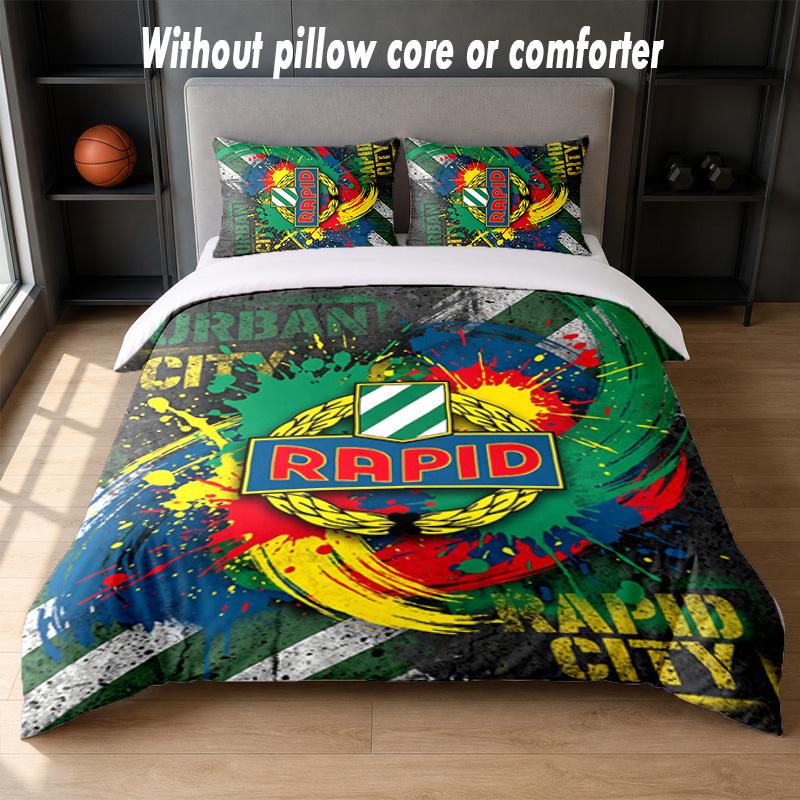 Rapid Wien FC Design Bed Bedding Set 1 Duvet Cover + 2 Pillowcases Soft Breathable Household Bed Linens